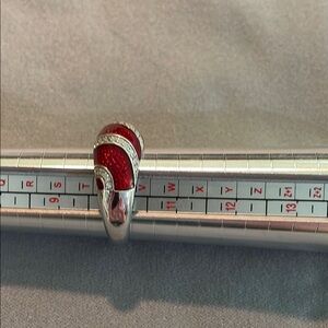 Elegant Red and Silver Women's Ring